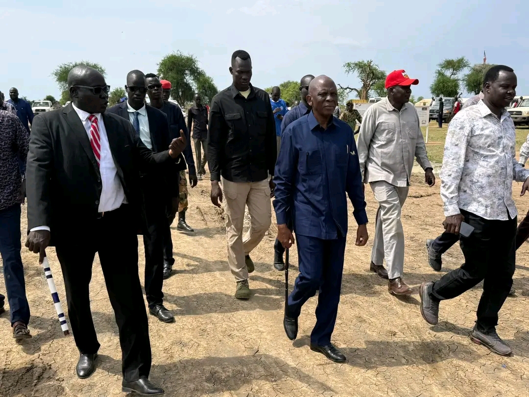 Governor Charles Madut Akol inspects key road infrastructure in Aweil East County